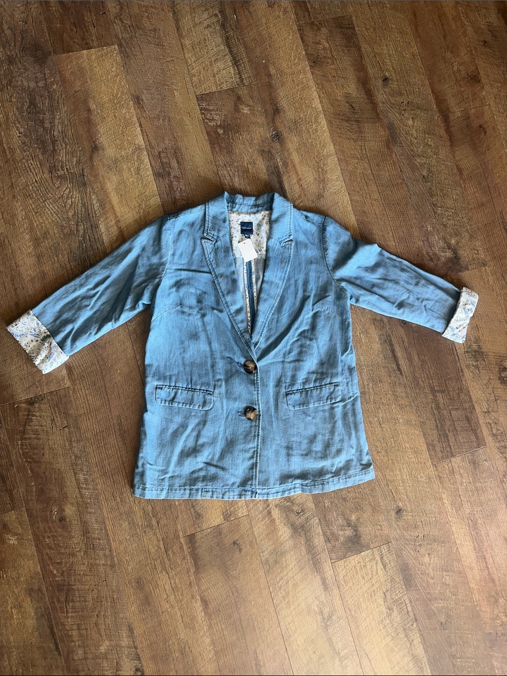 J. Jill Denim Light Blue Women's Linen Blend Blazer Jacket
